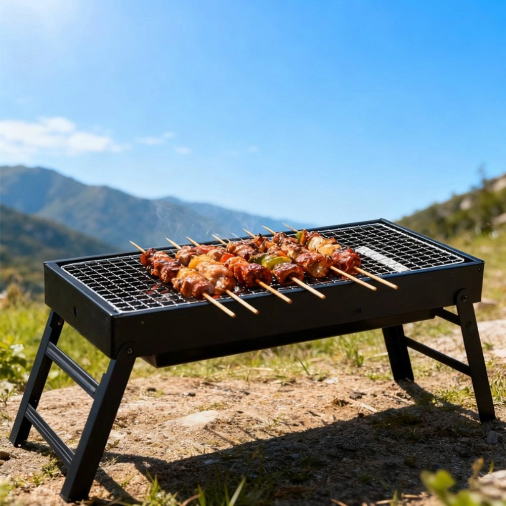 Portable Folding Charcoal BBQ Grill - Picnic Travel Camping Outdoor Barbecue view 5
