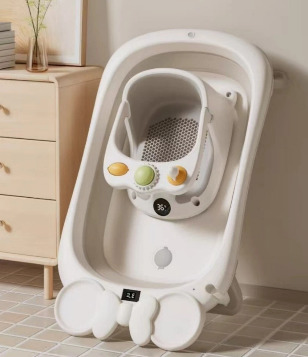 Baby Bath Seat with Temperature Display - Non-Slip Soft Toddler Bath Chair with Suction Cups for Bathtub Safety and Comfort