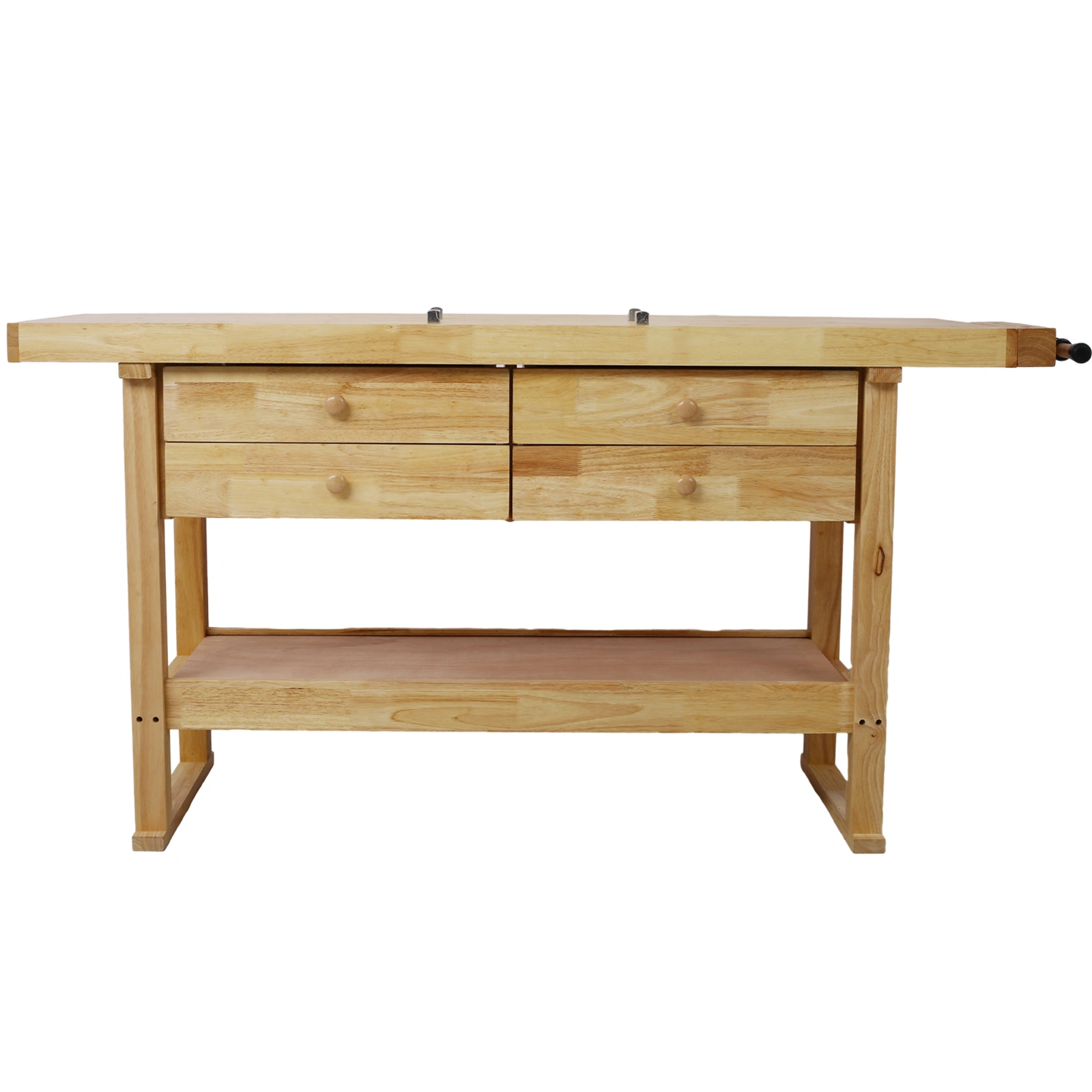 60 Inch Workbench with 4 Drawers, Wooden Workstation for Garage & Workshop, Heavy Duty Cast Iron Vise 7" Jaw, Gray view 13