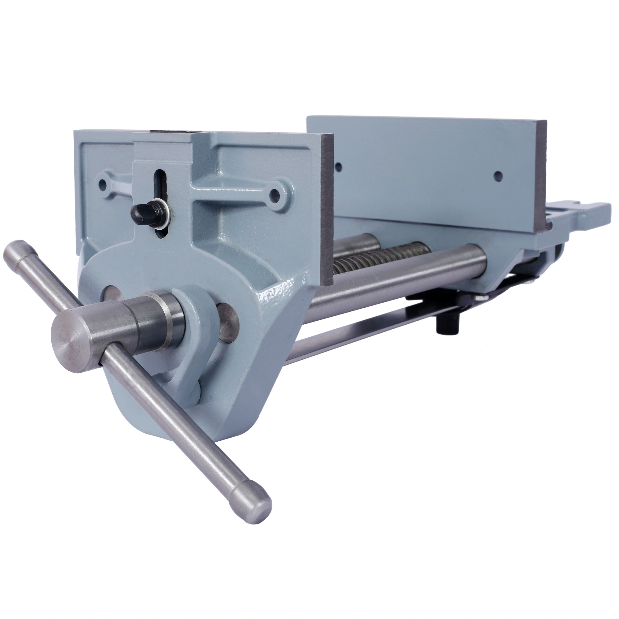 60 Inch Workbench with 4 Drawers, Wooden Workstation for Garage & Workshop, Heavy Duty Cast Iron Vise 7" Jaw, Gray view 15