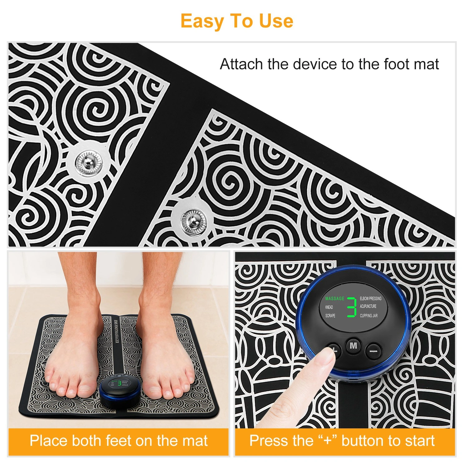 EMS Foot Massage Pad Electric Stimulator Rechargeable Muscle Pain Relief Massage Mat 6 Modes 9 Intensity Levels Leg Reshaping view 8