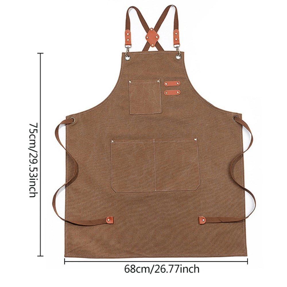 Chef Apron Denim Canvas with Pocket, Black Adjustable Neck Waiststraps for Kitchen Cooking BBQ Baking Butcher Crafts view 3