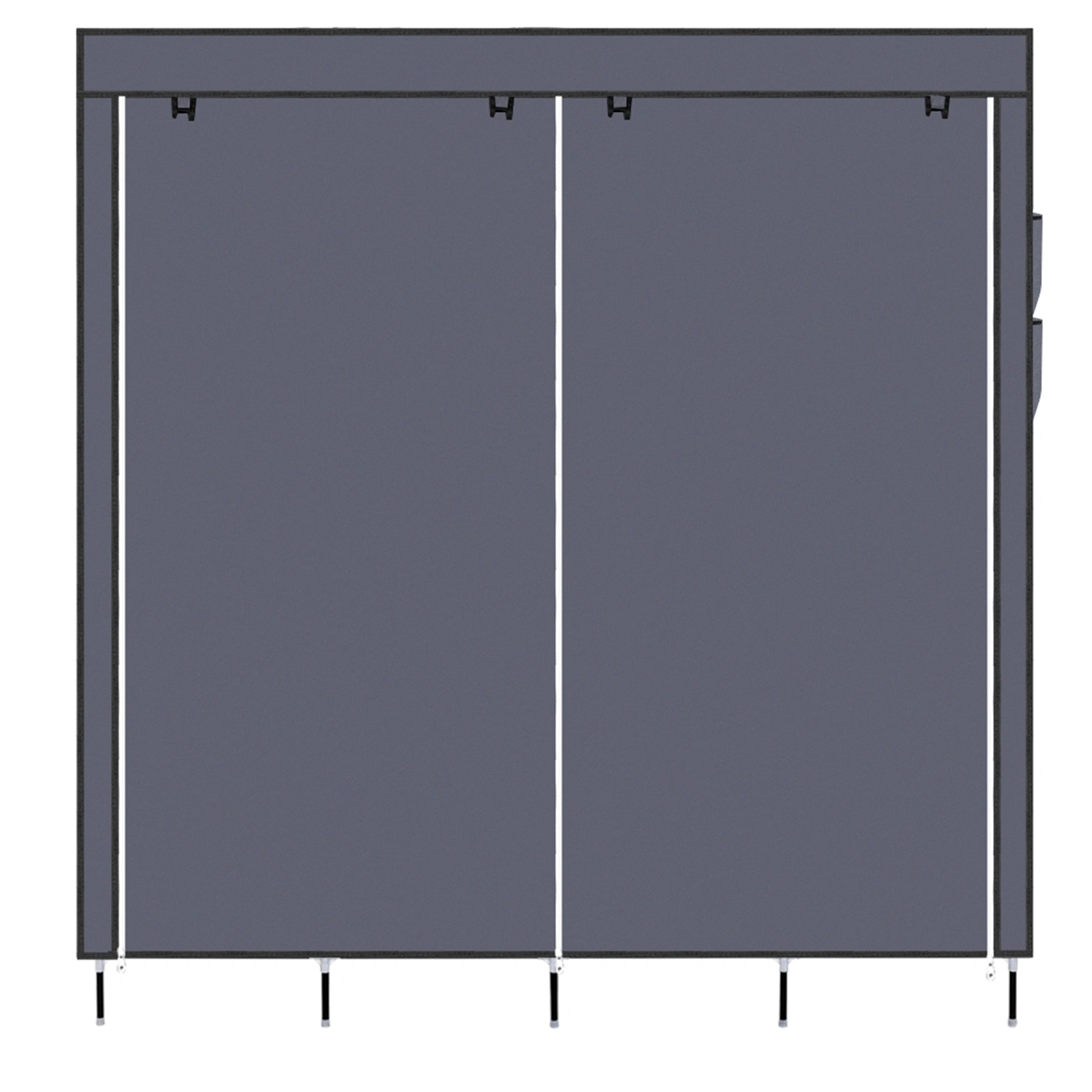 67" Clothes Closet Portable Wardrobe Clothes Storage Rack 12 Shelves 4 Side Pockets Gray view 11
