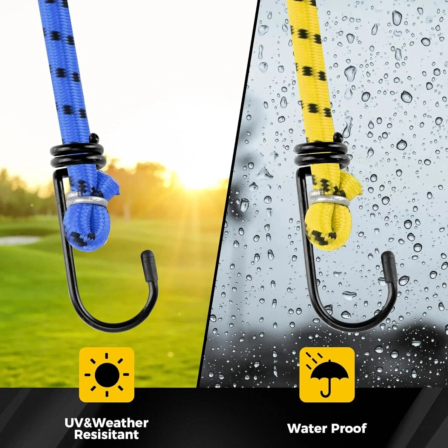 12Pcs Heavy Duty Bungee Cords, Military Elastic Straps & Shock Cables with Hooks, Tough Bungee Rope for Outdoor & Utility Use view 2