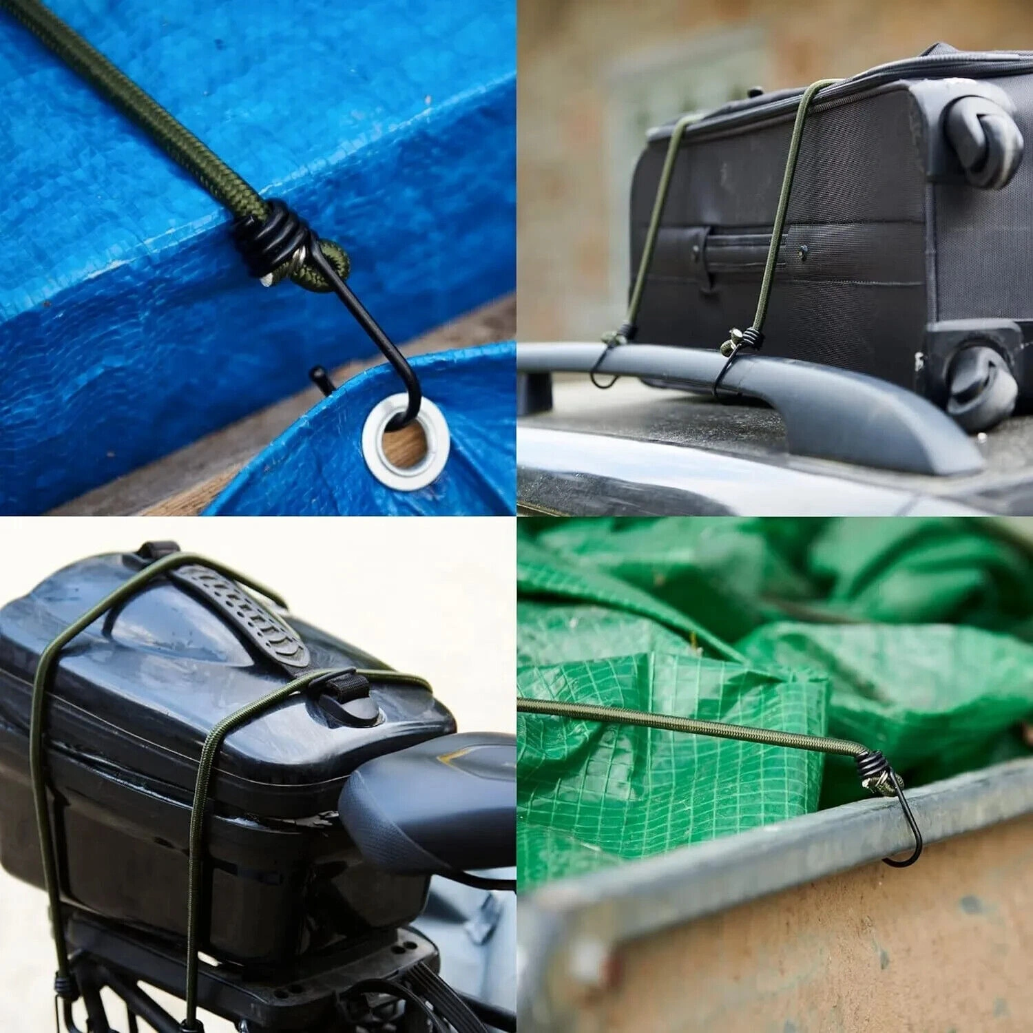 12Pcs Heavy Duty Bungee Cords, Military Elastic Straps & Shock Cables with Hooks, Tough Bungee Rope for Outdoor & Utility Use view 5