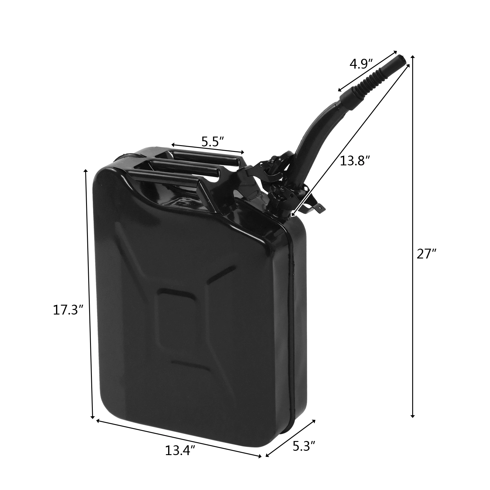 1-Piece 20L Black Steel Oil Drum, 0.6mm Iron Pour Pipe, Heavy Duty Fuel Storage Can