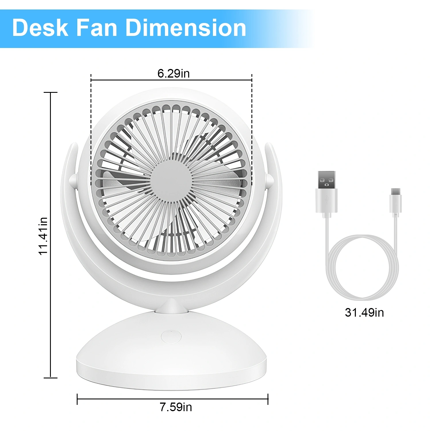 Air Circulator Desk Fan Portable Rechargeable Oscillating with 4 Speeds 360 Tilt Quiet 40dB for Home Office Bedroom view 9