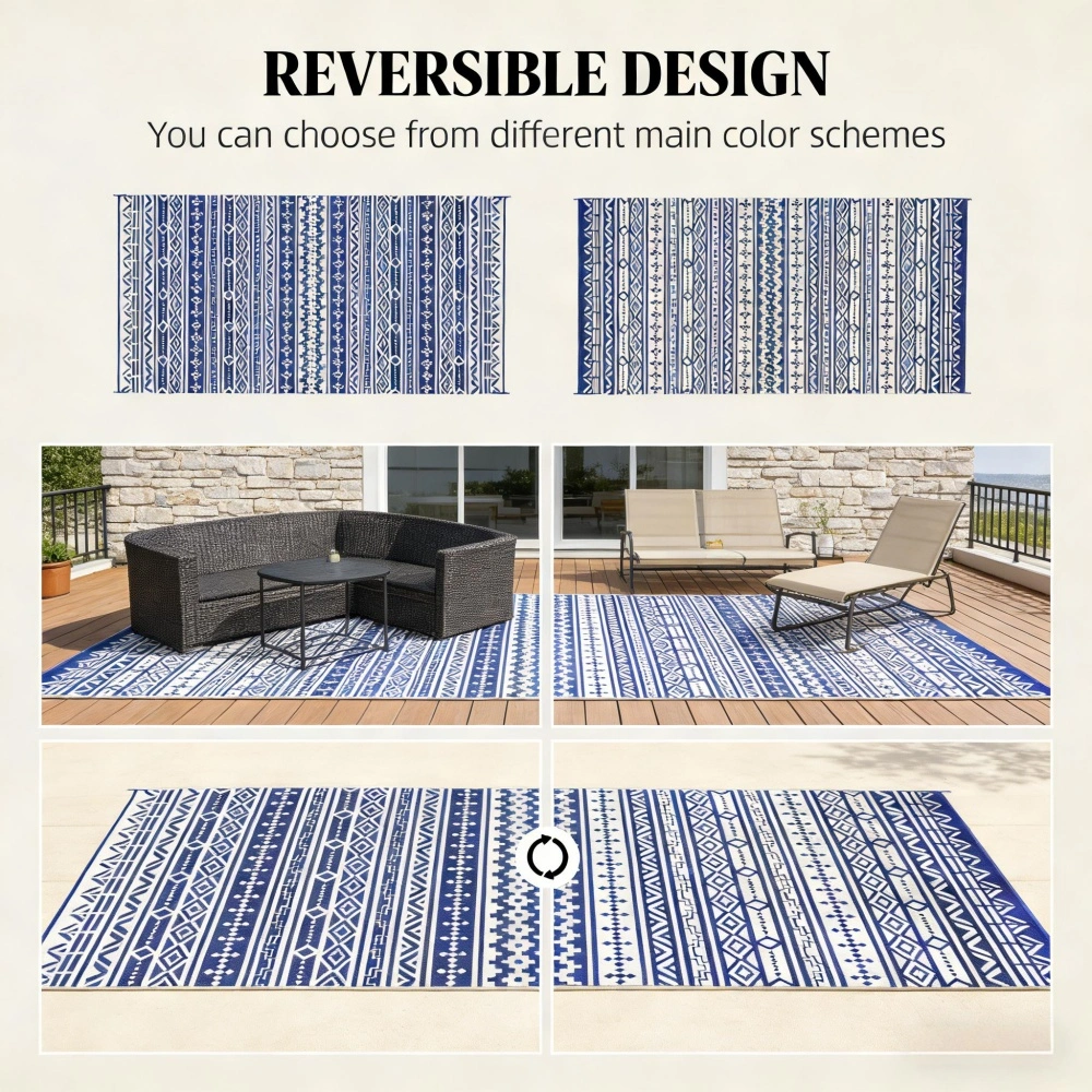 Reversible Outdoor Rug Indoor Outdoor Patio Garden Area Rug Non Slip Floor Mat for Living Room Bedroom Balcony (Grey, 5x7) view 4