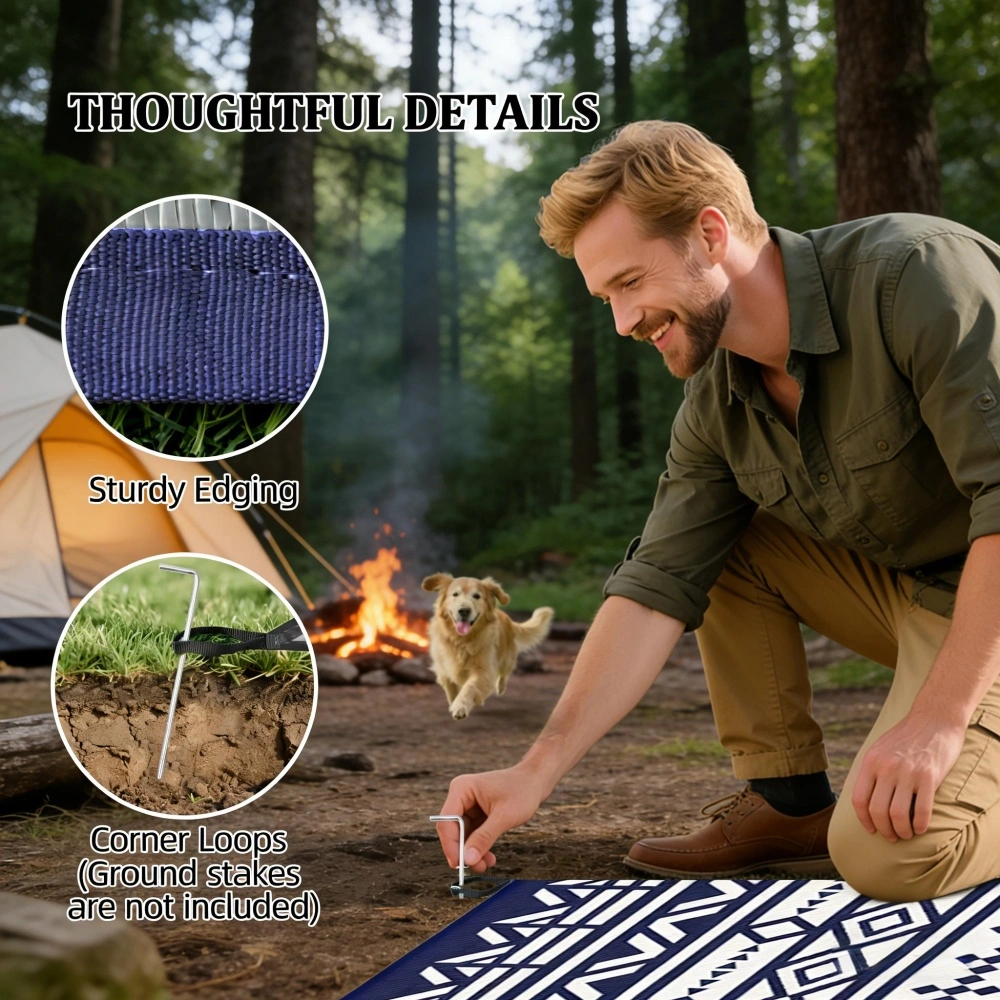 Reversible Outdoor Rug Indoor Outdoor Patio Garden Area Rug Non Slip Floor Mat for Living Room Bedroom Balcony (Grey, 5x7) view 5