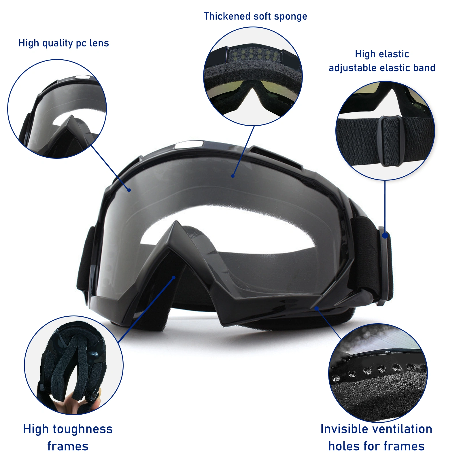 Windproof Anti-Scratch Dustproof Motorcycle Riding Goggles Ski Goggles Racing Goggles view 3
