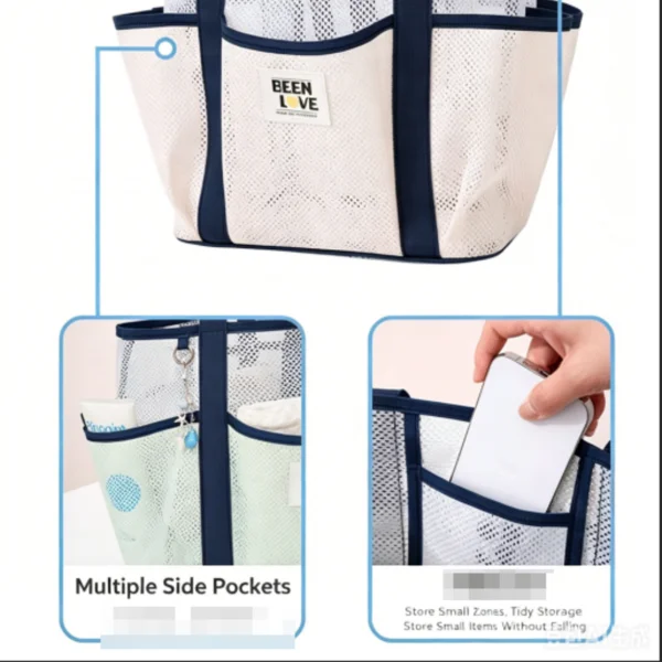Yellow Summer Pool Beach Handbag Quick drying Mesh Storage Bag view 3