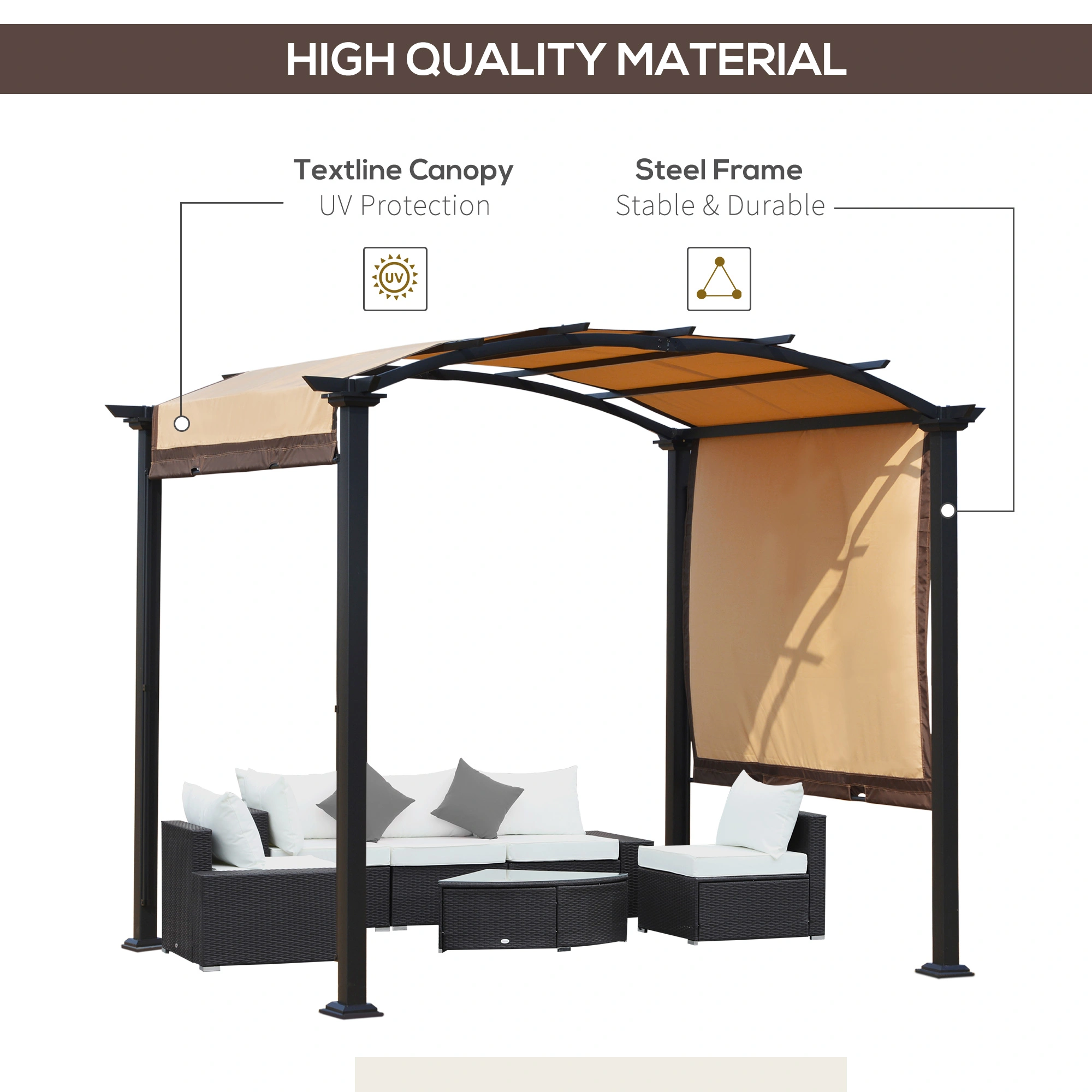 Patio Gazebo 10x10 ft Metal Steel Frame Garden Pergola Gazebo with Pop-up Canopy Roof, Gray, Outdoor Pavilion Tent for Backyard view 3