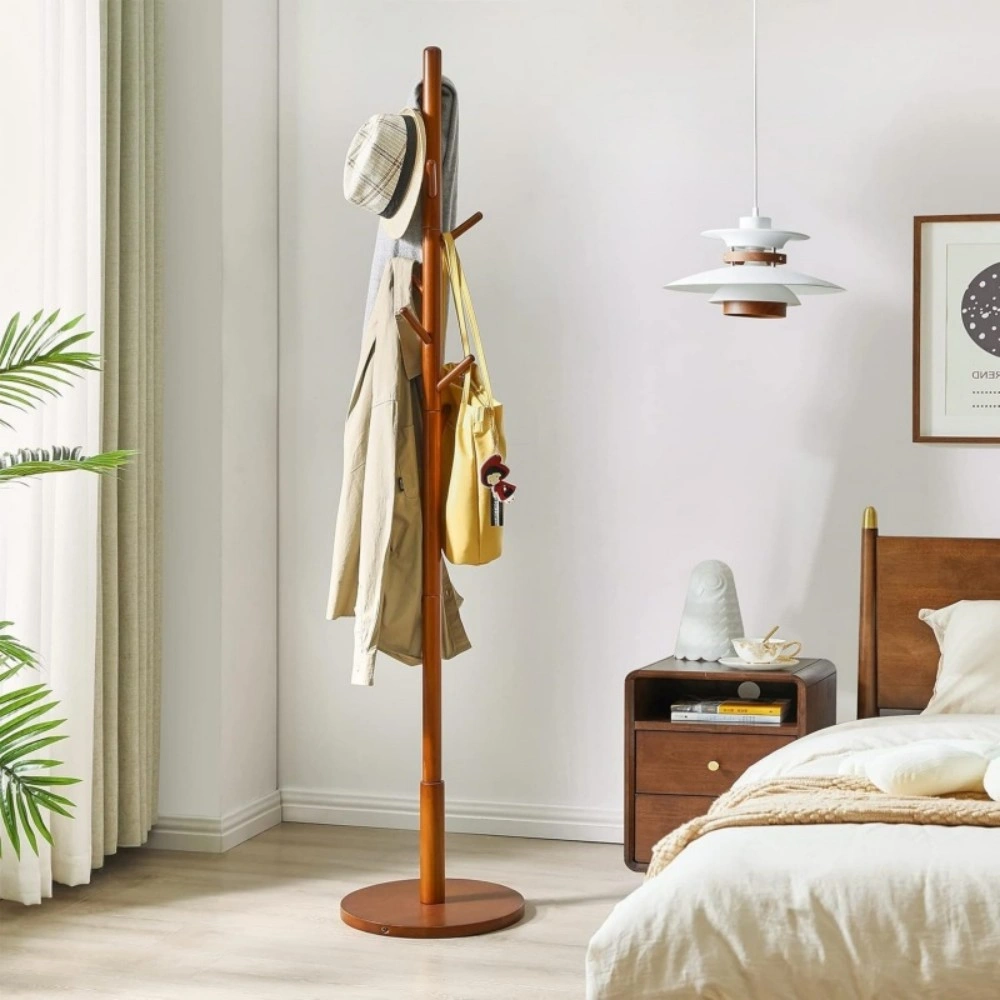 Wooden Coat Stand Tree with 8 Hooks, Hallway Clothes Rack for Jackets, Hats, Coats & Bags view 2