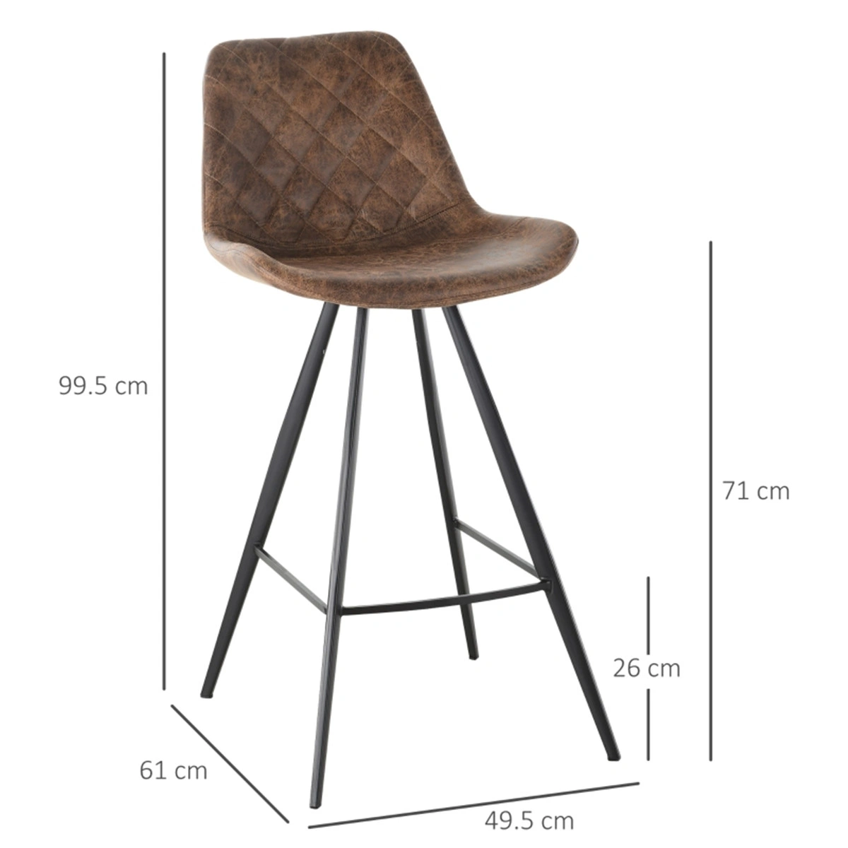 Ergonomic Bar Stool Set of 2,Height-Adjustable Dining Chair,Commercial Grade Office Chair,Metal Leg,Synthetic Leather Seat,Contemporary Black view 3