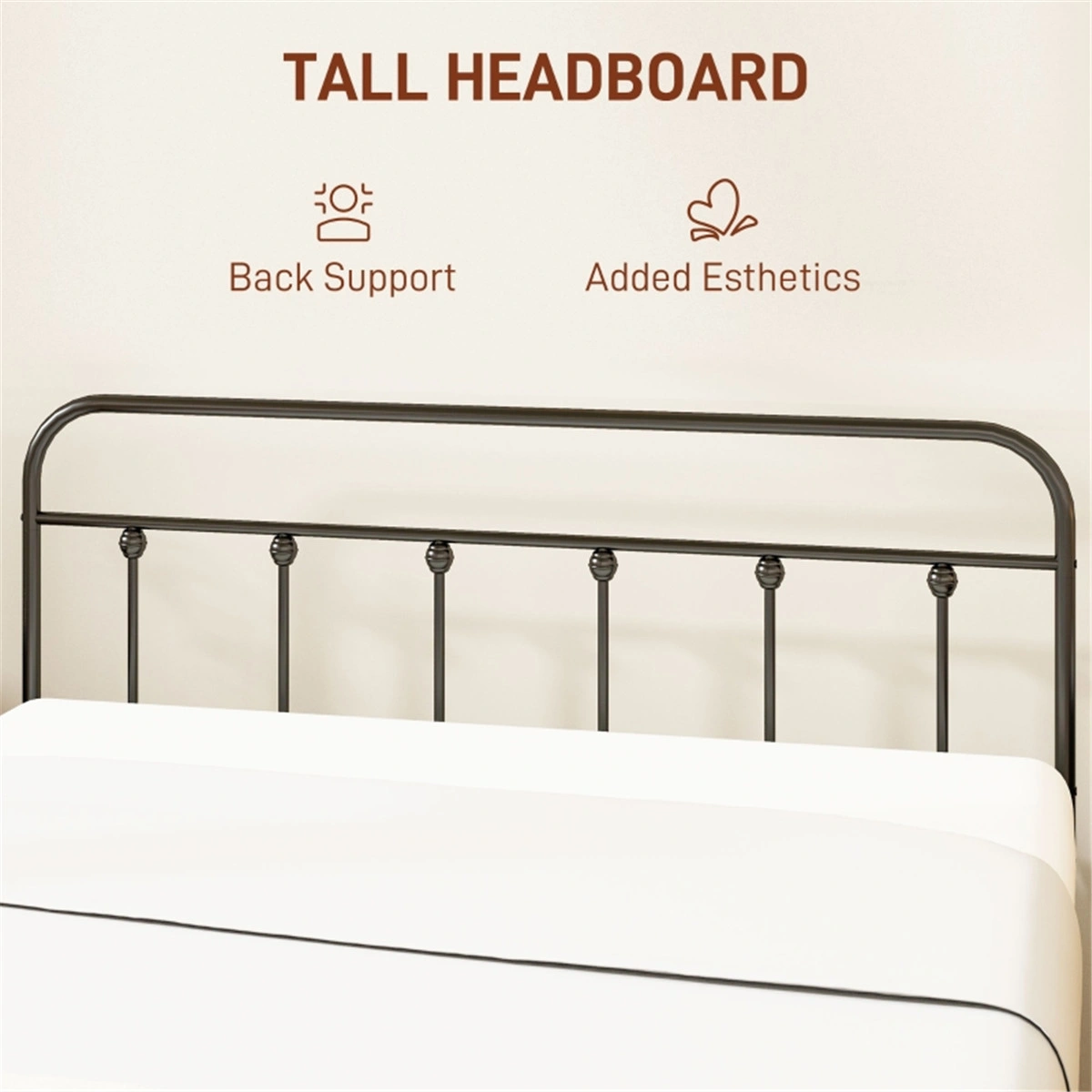 King Size Metal Bed Frame, Heavy Duty Steel Platform Bed Frame with Strong Support, No Box Spring Needed, Easy Assembly, Modern Design view 3