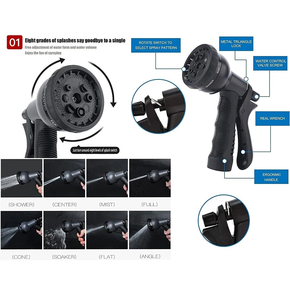 Heavy Duty Expandable Garden Hose 100ft, Flexible Expanding Hose with Spray Gun & Complete Accessory Kit view 6