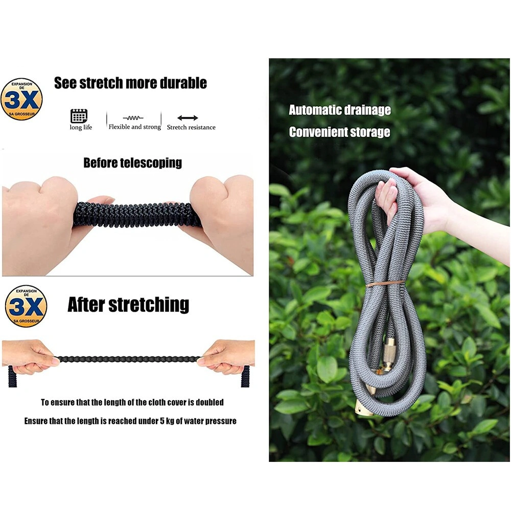 Heavy Duty Expandable Garden Hose 100ft, Flexible Expanding Hose with Spray Gun & Complete Accessory Kit view 8
