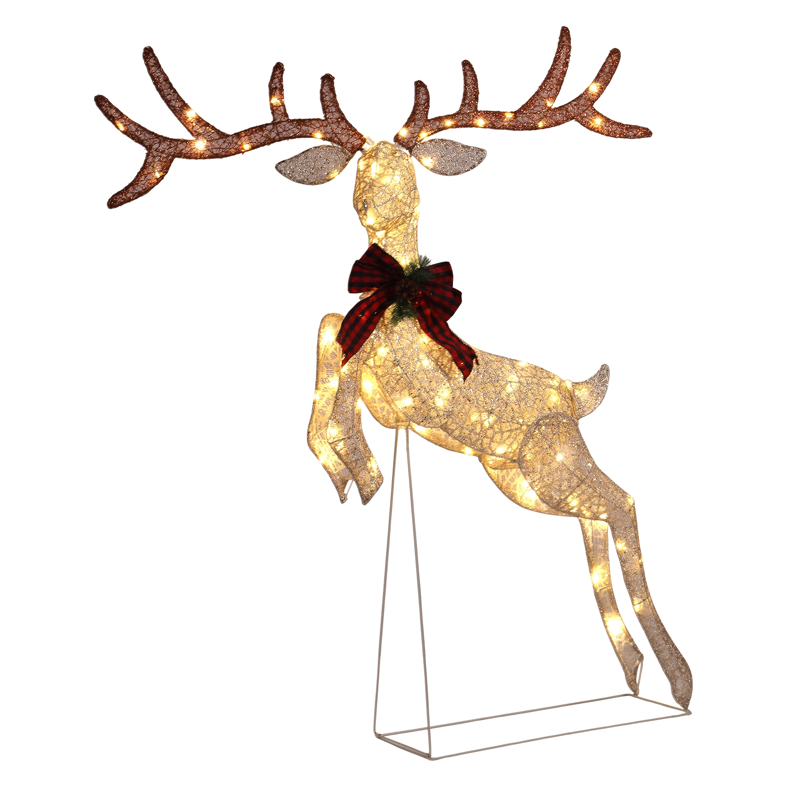 1.5m Lighted Jumping Reindeer Christmas Decoration, Pre-lit with 100 Warm White LED Lights for Outdoor Indoor Holiday Xmas Display view 5