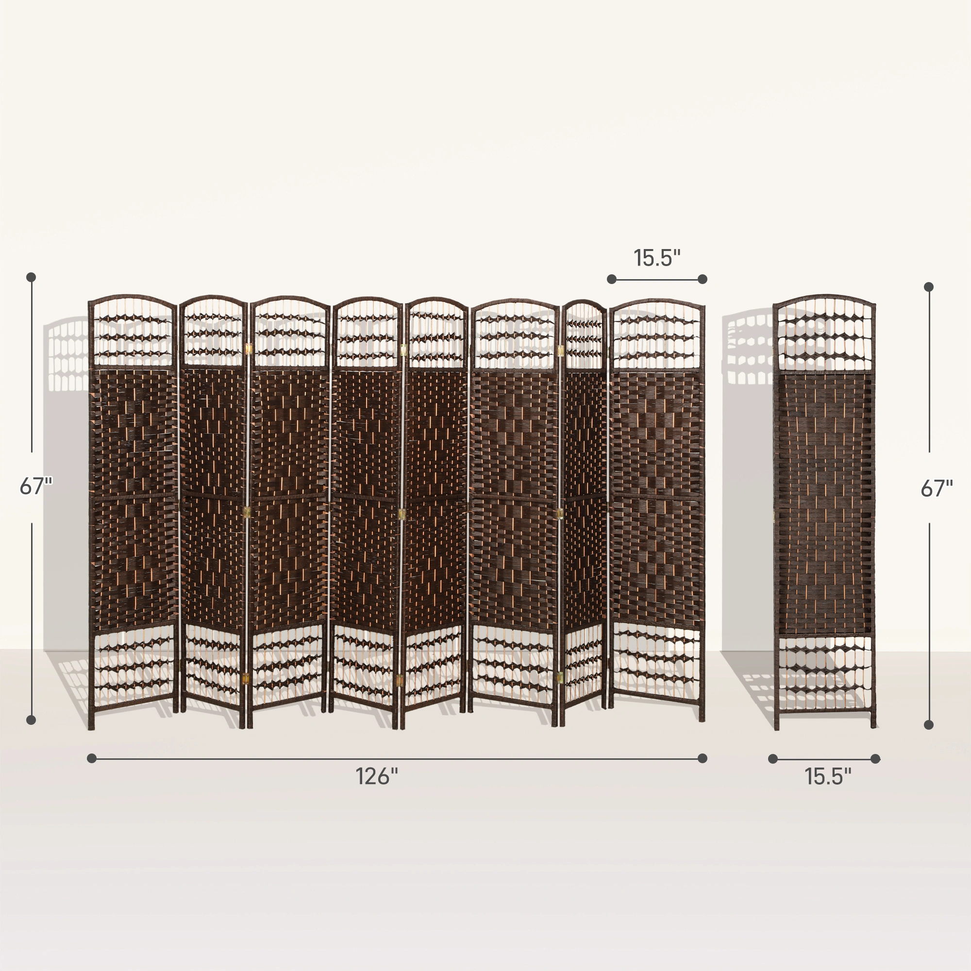8 Panel Folding Room Divider Privacy Screen, Freestanding Room Divider for Home & Office Space Partition view 2