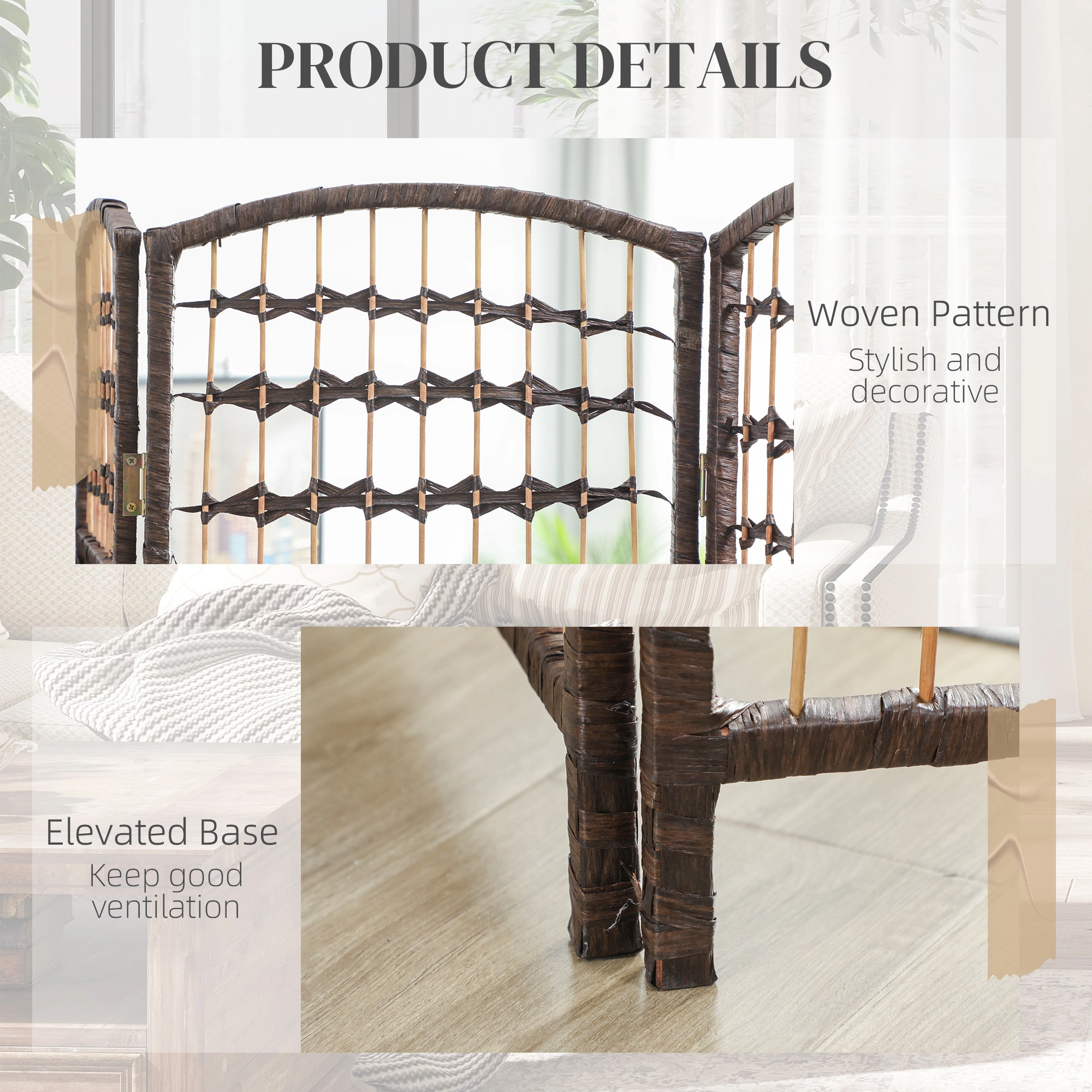 8 Panel Folding Room Divider Privacy Screen, Freestanding Room Divider for Home & Office Space Partition view 5