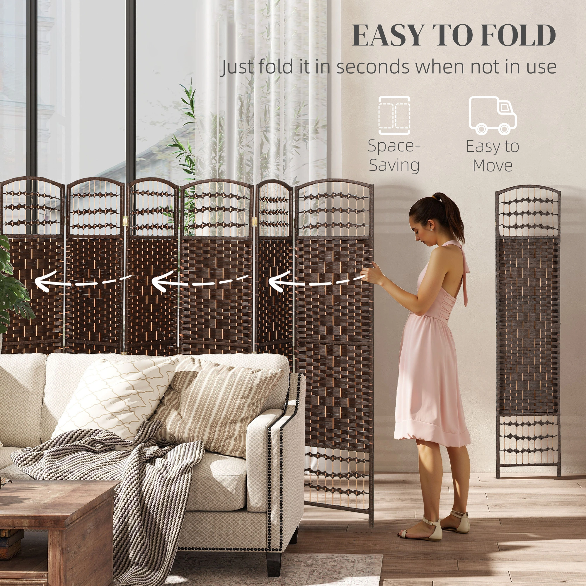 8 Panel Folding Room Divider Privacy Screen, Freestanding Room Divider for Home & Office Space Partition view 6