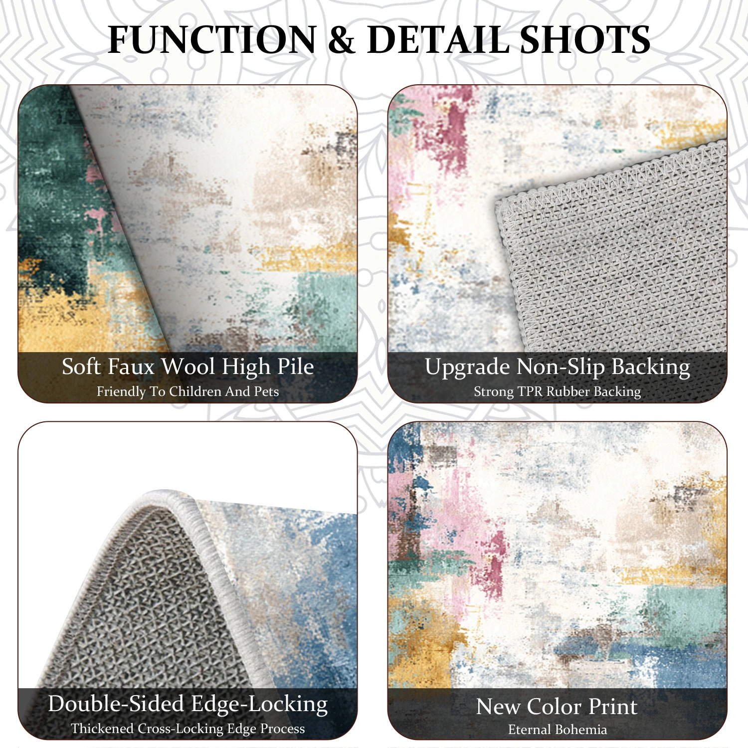 Three-piece kitchen rug set, non-slip and washable, abstract pattern kitchen hallway rug, soft and comfortable, suitable for sinks, floors, entrances, hallways and bathrooms. view 8