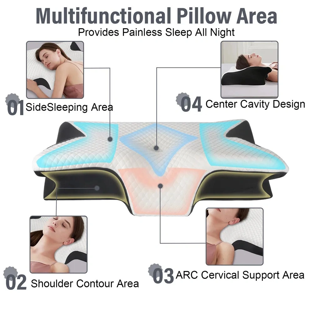 NEW Horn Butterfly Memory Foam Neck Pillow - Ergonomic Cervical Support Slow Rebound Sleep Cushion view 3