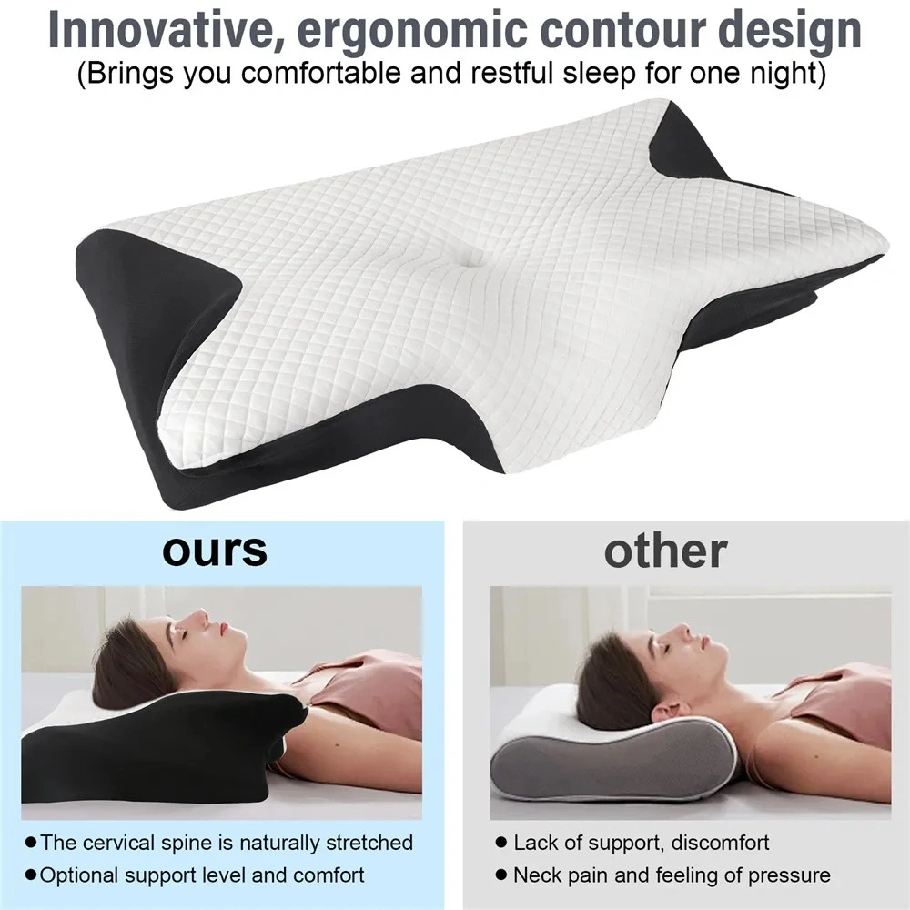 NEW Horn Butterfly Memory Foam Neck Pillow - Ergonomic Cervical Support Slow Rebound Sleep Cushion view 4