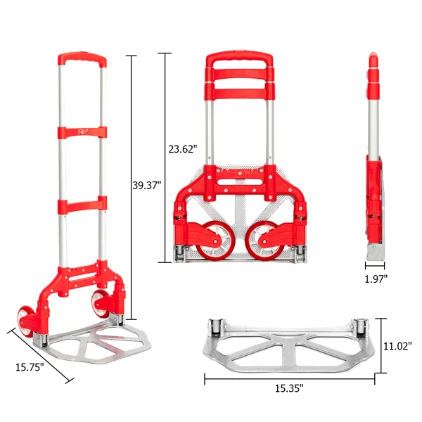 Portable Foldable Telescopic Trolley Trolley Luggage Trolley Red view 3