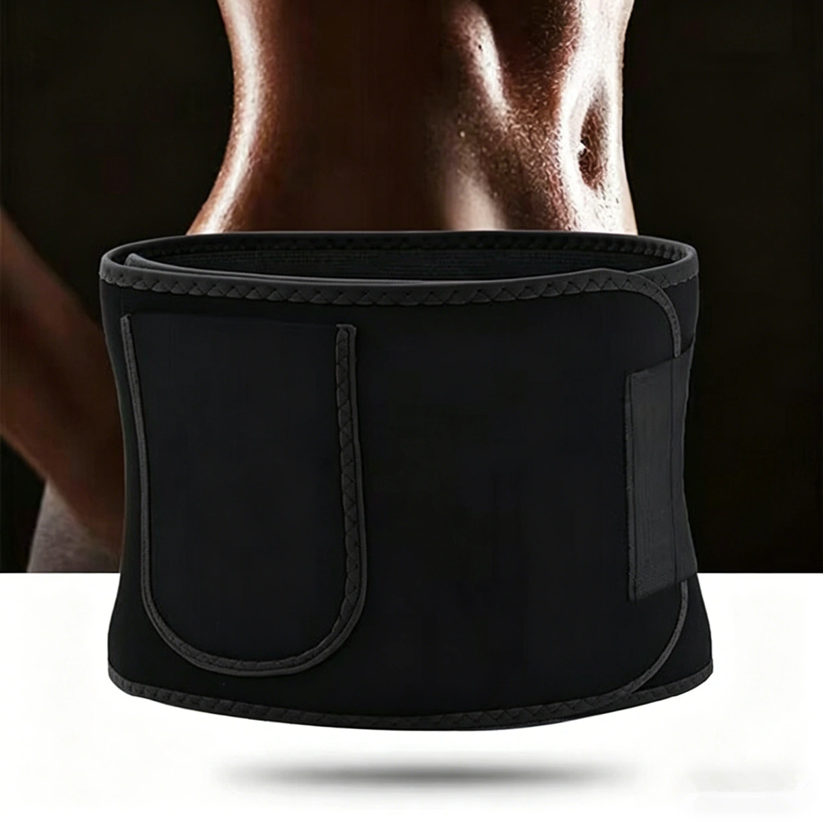 Waist Trimmer Belt Black Sport Workout Shaper Burner Slimming W/ Phone Pocket Neoprene Sweat Belt