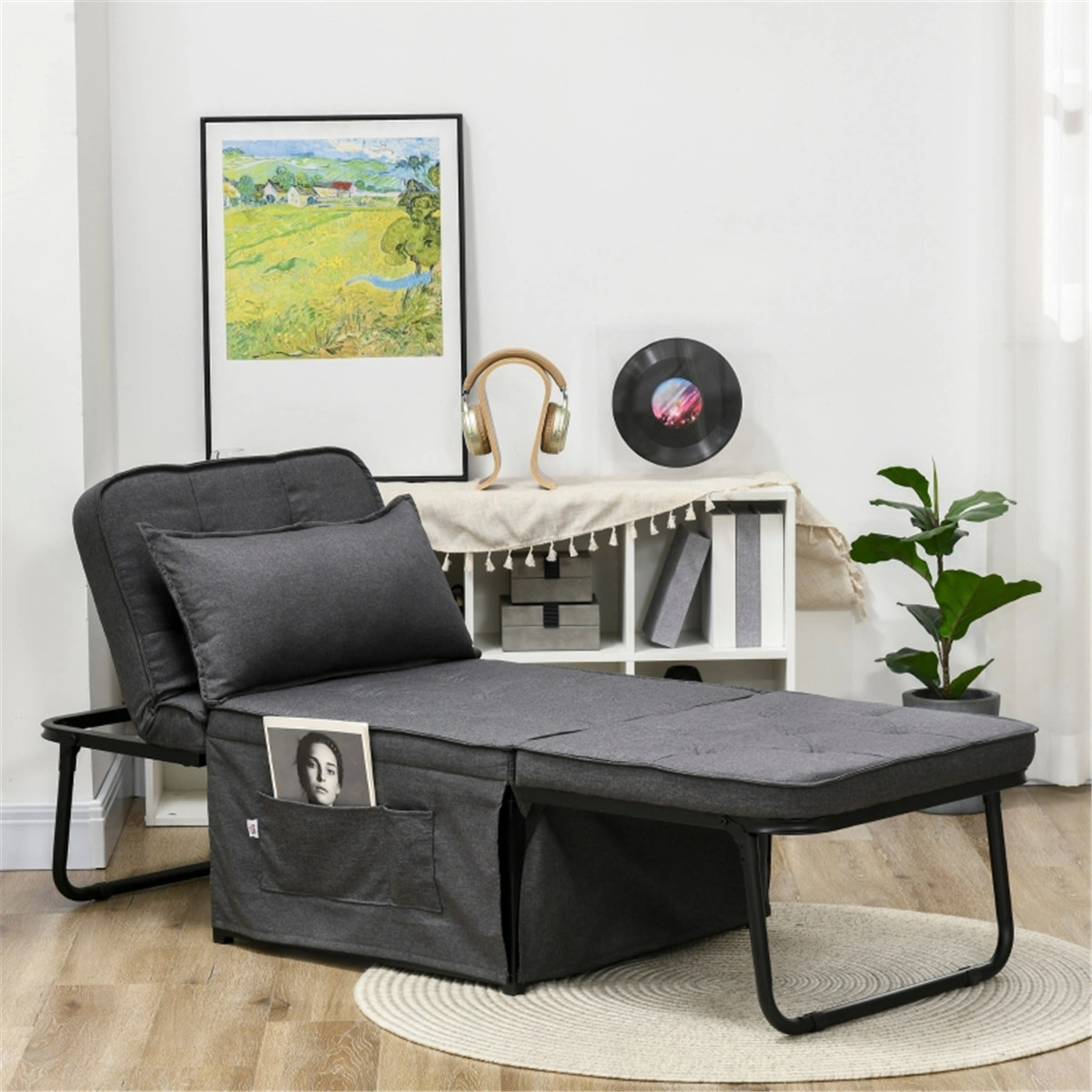 Single Sofa Bed Chair, Fold-Out Futon Sleeper Sofa, Compact 1-Seater Design, Durable Construction