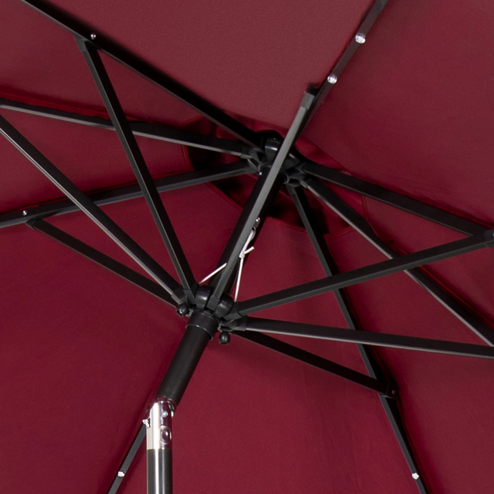 7M Garden Parasol with Solar LED Lights, 8-Rib Patio Umbrella, Crank Tilt UV Sunshade Canopy view 3