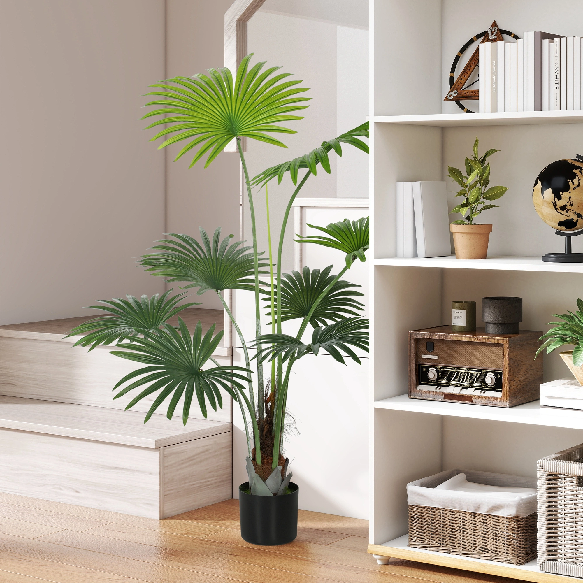 Modern Artificial Plant with Decorative Pot - 35in Faux Greenery Indoor Outdoor Home Garden Décor