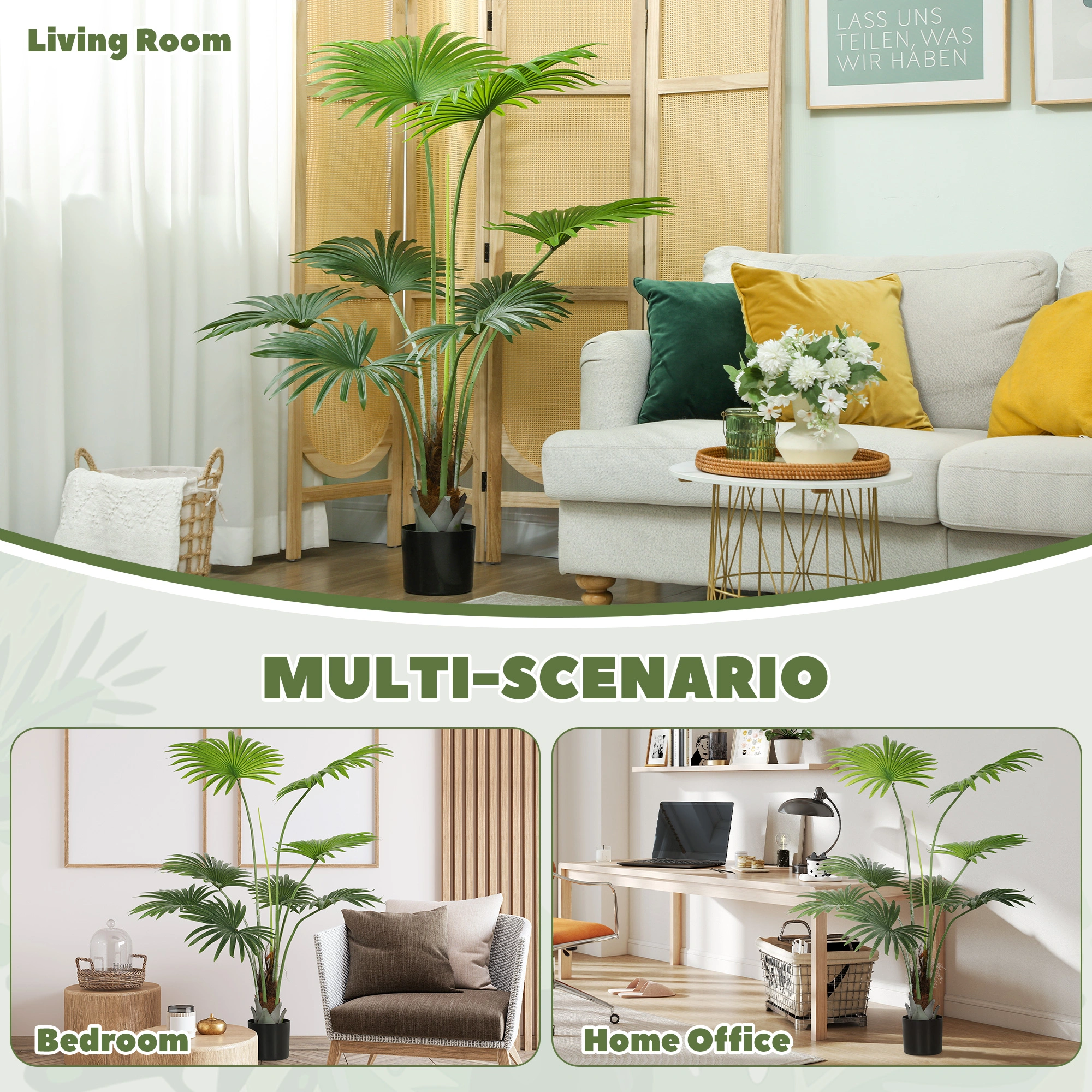 Modern Artificial Plant with Decorative Pot - 35in Faux Greenery Indoor Outdoor Home Garden Décor view 5