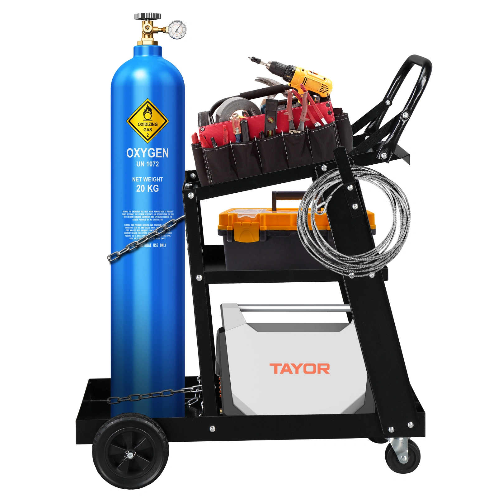 Professional Welding Cart for Plasma Cutting Machine with Open Storage Black view 3