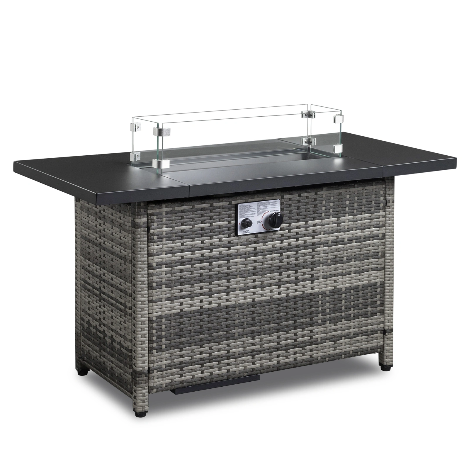 43-Inch Fire Table,50000 BTU Gas Firepit with Volcanic Stone Black view 2
