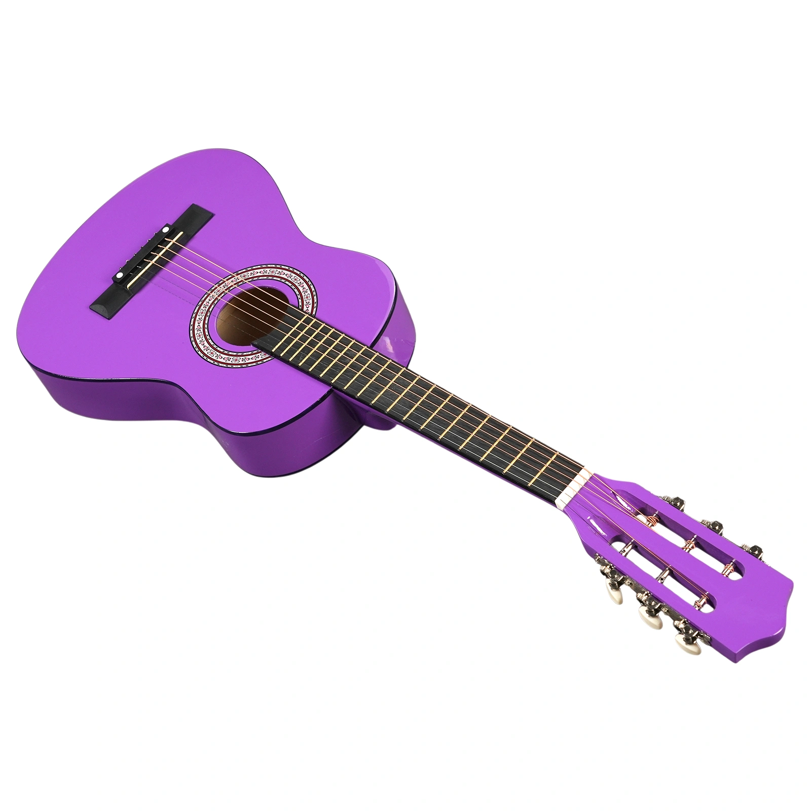 Purple 30-inch Round Acoustic Guitar with Picks, Strings, Capo, Case, Tuner, and Strap view 7