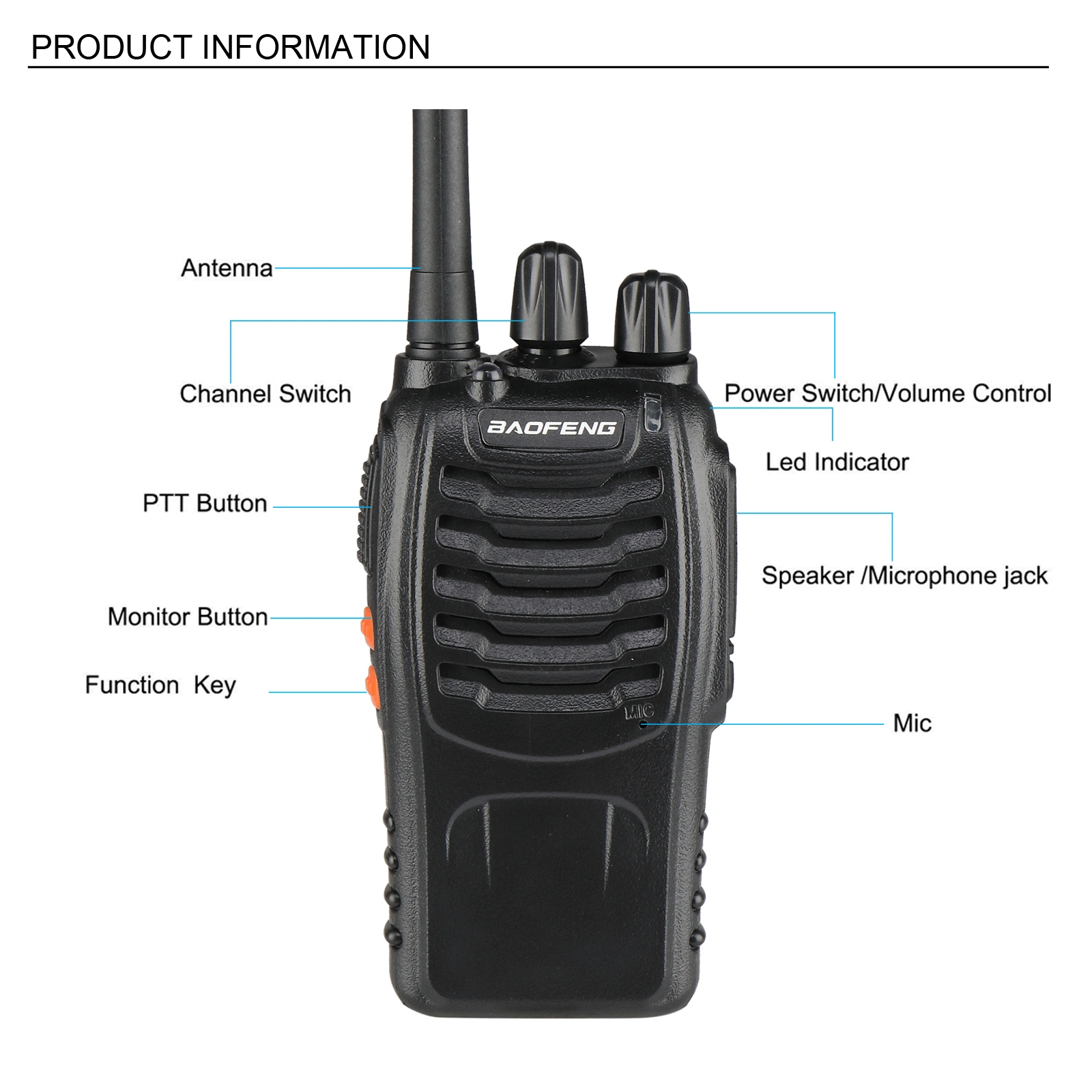 BF-88E 1500mAh Ultra-long Standby Walkie-talkie EU Standard Black view 26