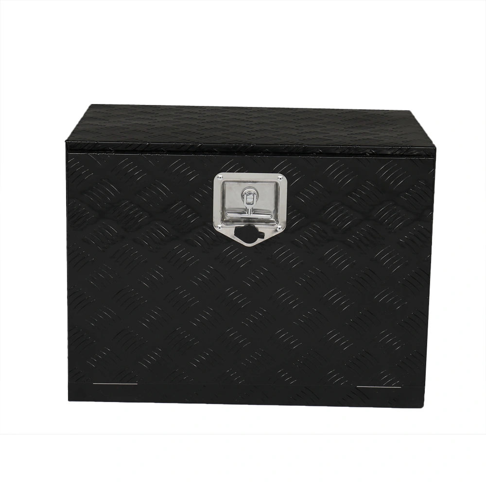 24 inch Aluminum Toolbox with Five Pattern Diamond Plate, Single Lock, Black Finish