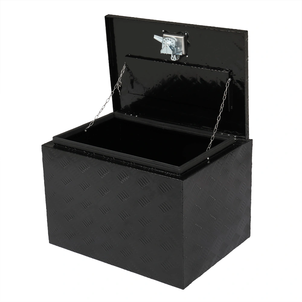 24 inch Aluminum Toolbox with Five Pattern Diamond Plate, Single Lock, Black Finish view 12