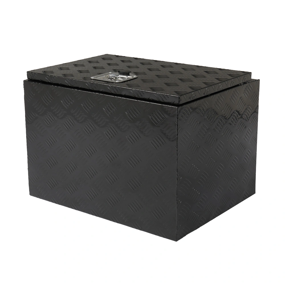 24 inch Aluminum Toolbox with Five Pattern Diamond Plate, Single Lock, Black Finish view 13