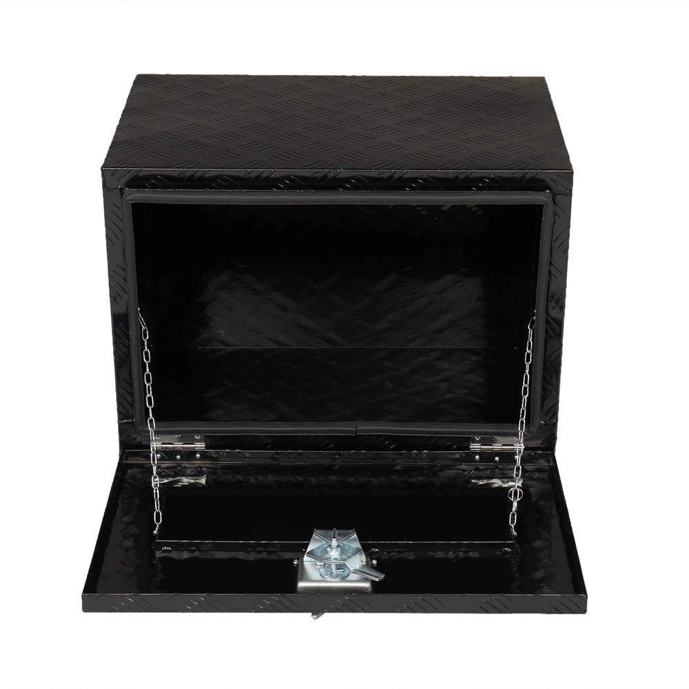 24 inch Aluminum Toolbox with Five Pattern Diamond Plate, Single Lock, Black Finish view 3