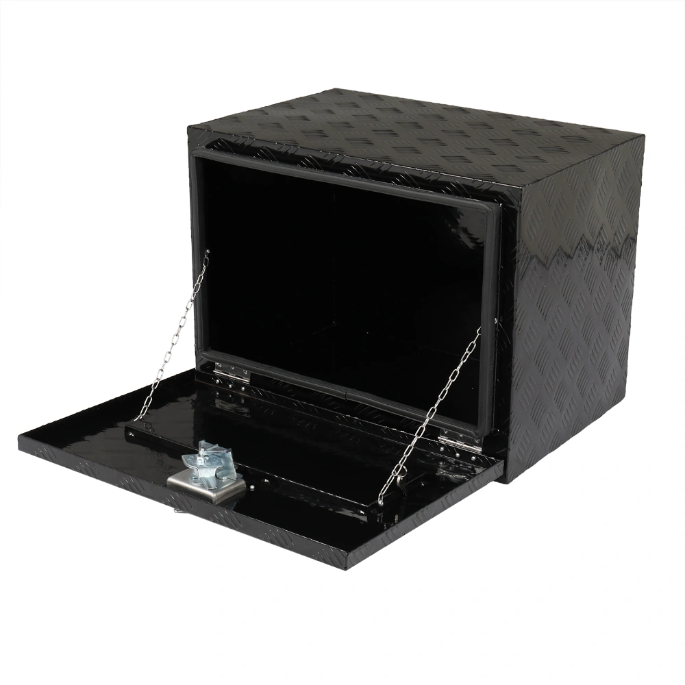24 inch Aluminum Toolbox with Five Pattern Diamond Plate, Single Lock, Black Finish view 4