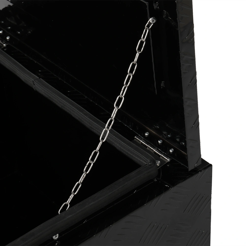 24 inch Aluminum Toolbox with Five Pattern Diamond Plate, Single Lock, Black Finish view 6