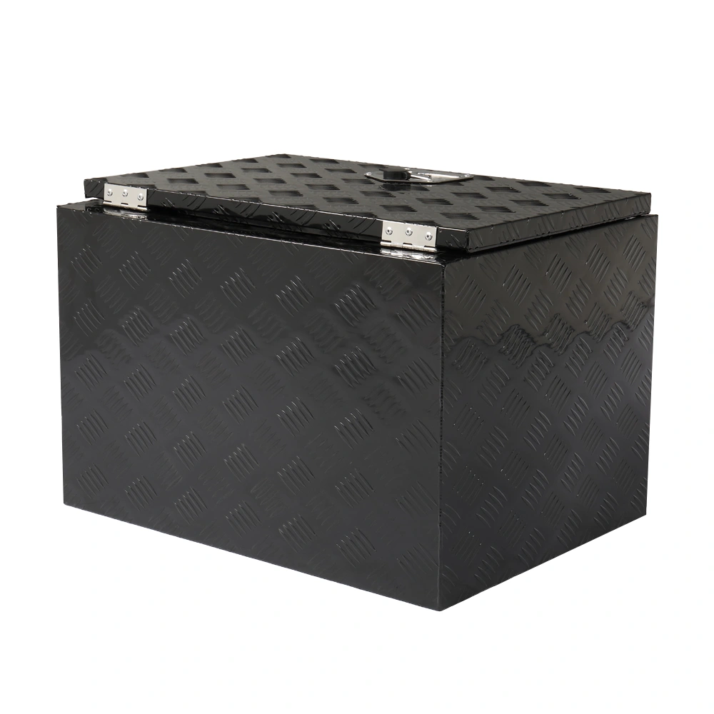 24 inch Aluminum Toolbox with Five Pattern Diamond Plate, Single Lock, Black Finish view 7