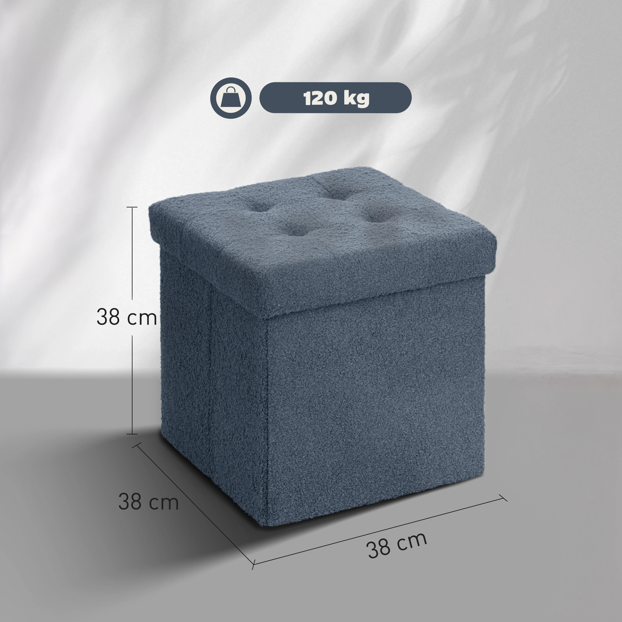 Large Ottoman Storage Box with Lid, Upholstered Foldable Storage Bench Seat Organizer for Bedroom Living Room, Footstool Cube view 2