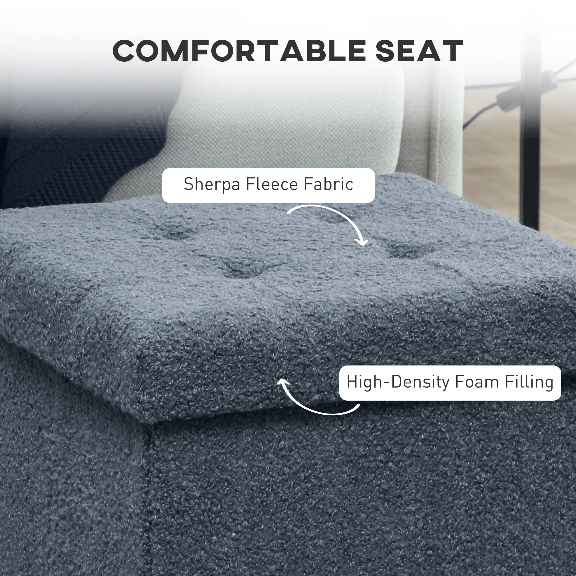 Large Ottoman Storage Box with Lid, Upholstered Foldable Storage Bench Seat Organizer for Bedroom Living Room, Footstool Cube view 3