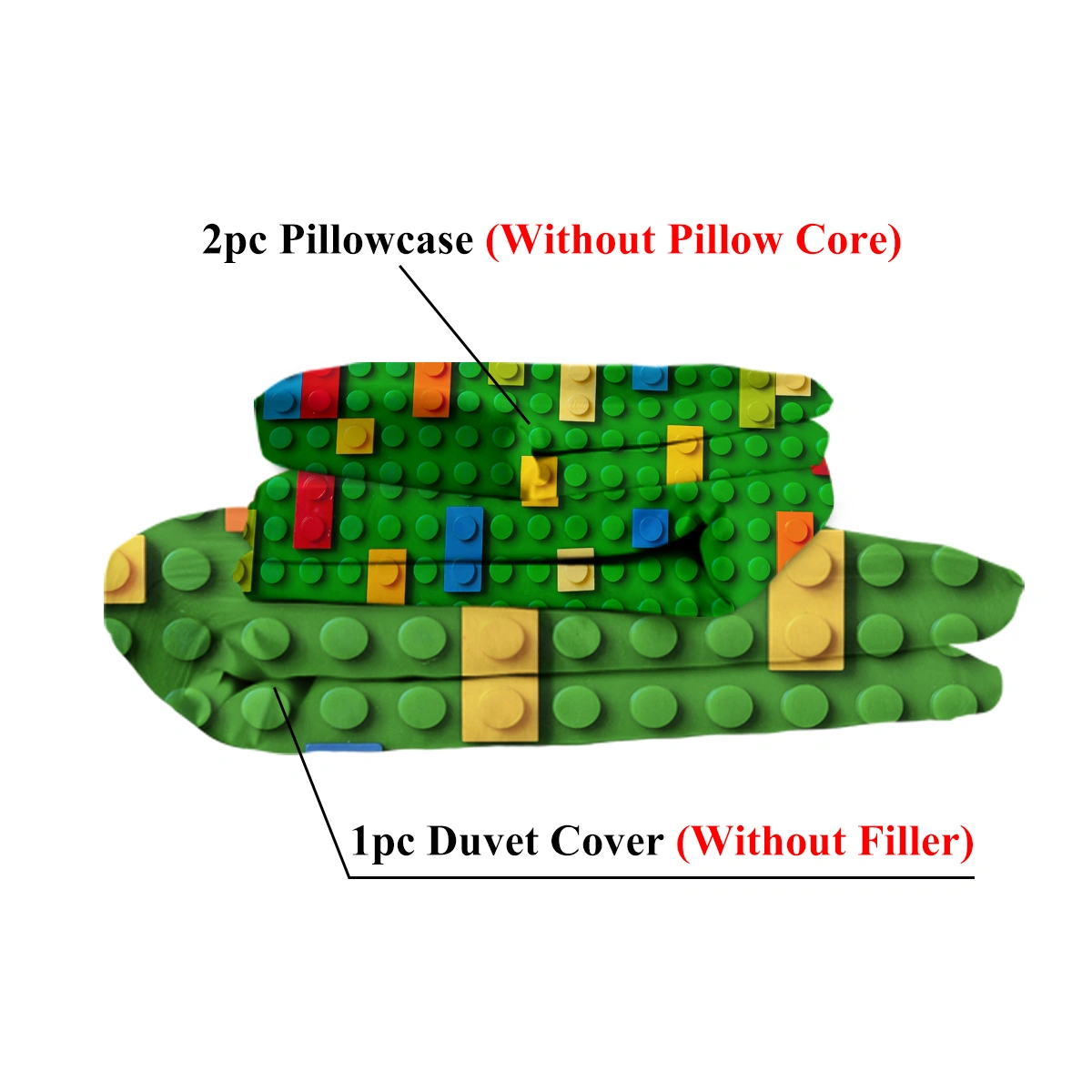 Green Blocks Duvet Cover Set 3-Piece Colorful Microfiber Kids Bedding Single Size view 5