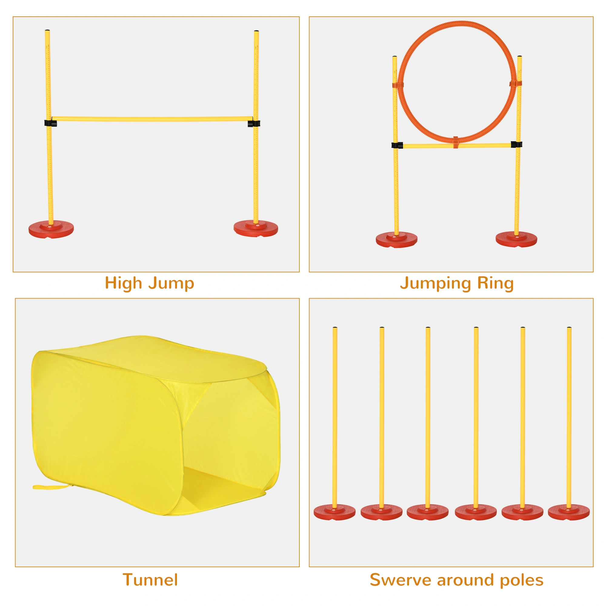 Dog Agility Training Equipment Set - Jump Hurdles, Tunnel & Cones for Outdoor Puppy & Large Dog Obstacle Course Exercise Workout Gear view 3