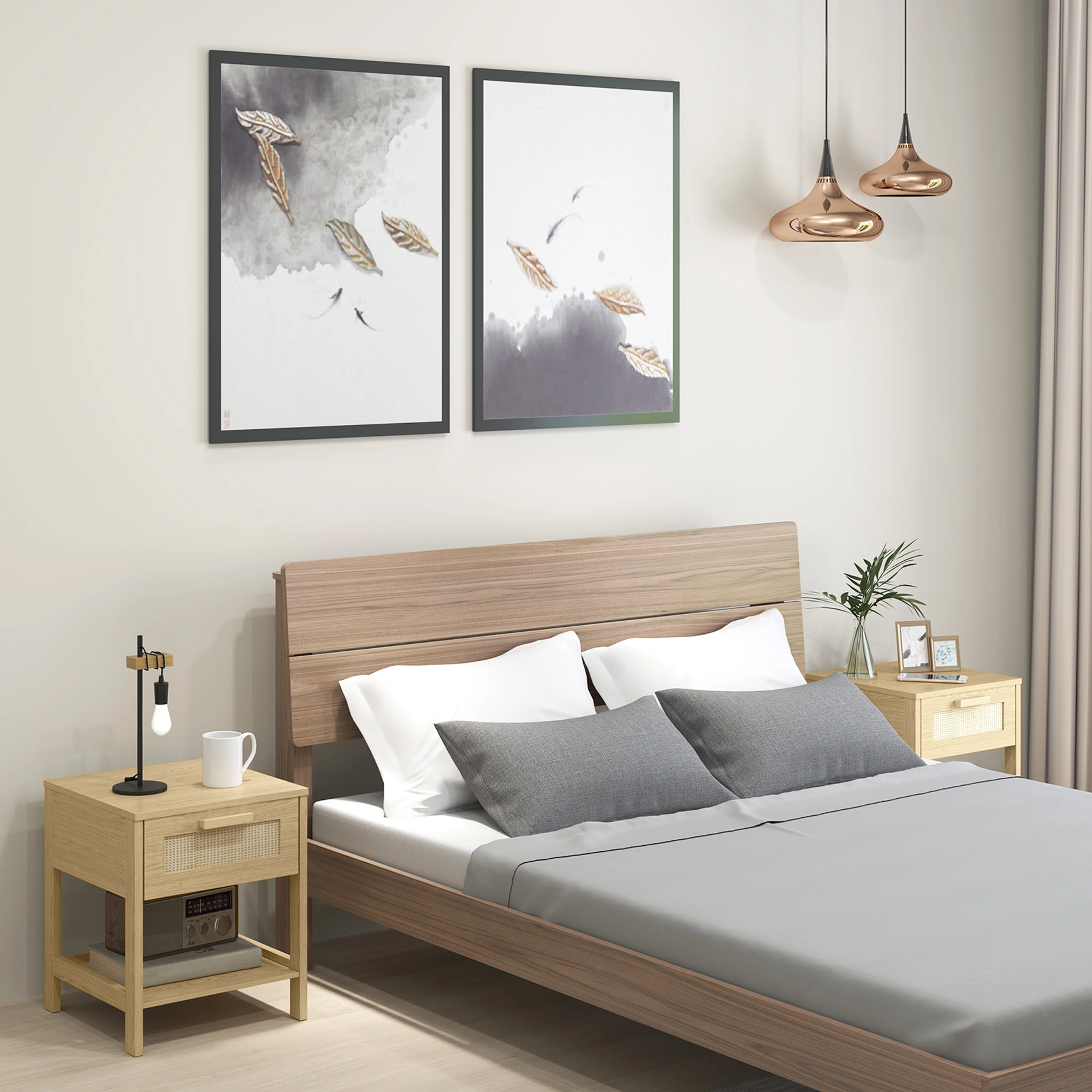 Modern Bedside Table Nightstand with Storage Shelf, Bedside Storage Cabinet for Bedroom Living Room